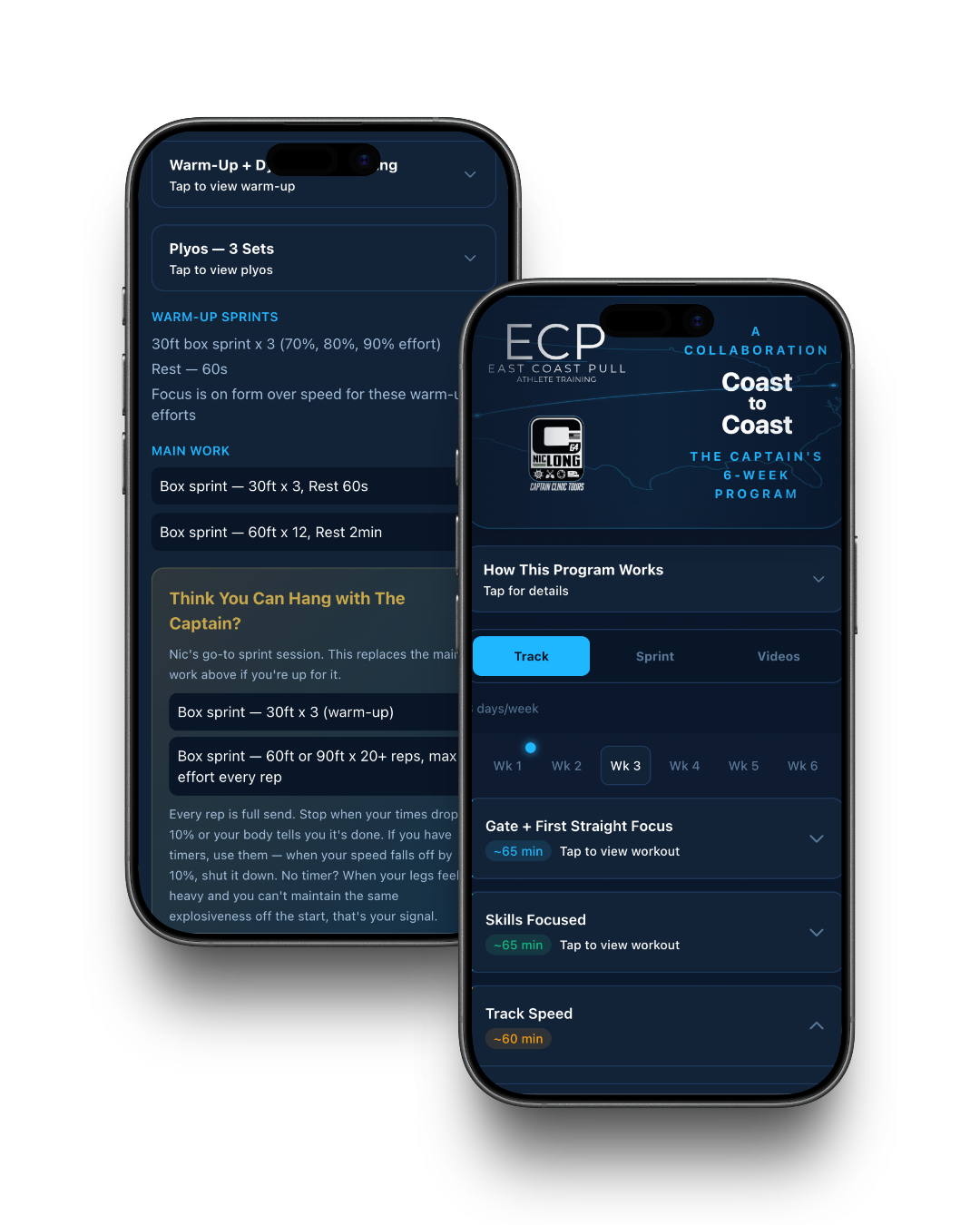 ECP x Nic Long program on iPhone — sprint session and program overview